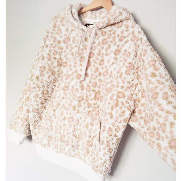 UGG Lora Sherpa Hoodie Size M Cozy Soft Warm Fleece Pocket Leopard Lounge $98 - Picture 15 of 15